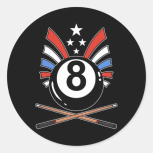 Sticker Rond Drôle 8 Ball Billard Joueur Huit Ball Billi