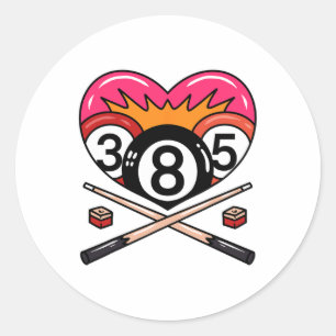 Sticker Rond Drôle 8 Ll Billard Joueur Pool Huit Ll Billard