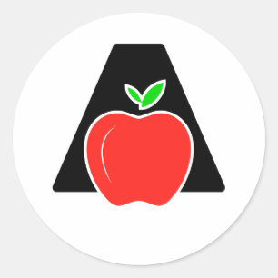 Sticker Rond Drôle A pour Pomme 