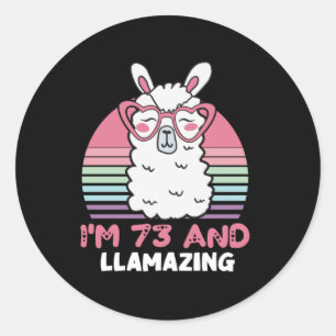 Sticker Rond Drôle Adorable Llama 73e Cadeau Anniversaire Pour 