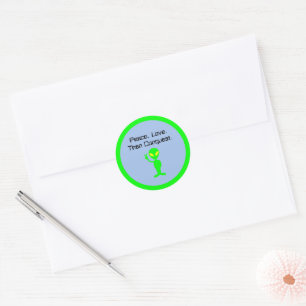 Sticker Rond Drôle Alien Sci-Fi Cartoon Art Extraterrestre