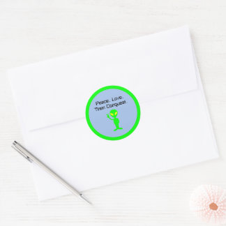 Sticker Rond Drôle Alien Sci-Fi Cartoon Art Extraterrestre