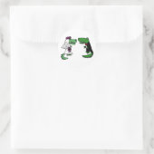 Sticker Rond Drôle Alligator Bride et Groom Dessin (Sac)