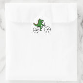 Sticker Rond Drôle Alligator équitation Bicycle Cartoon (Sac)