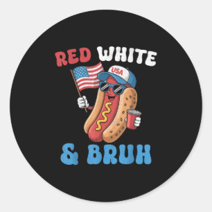 Sticker Rond Drôle américain drôle 4 juillet Patriotic Red Whit