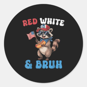 Sticker Rond Drôle américain drôle 4 juillet Patriotic Red Whit