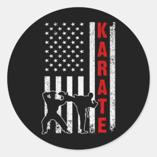 Sticker Rond Drôle Américain Karate Art Pour Hommes Femmes Kara