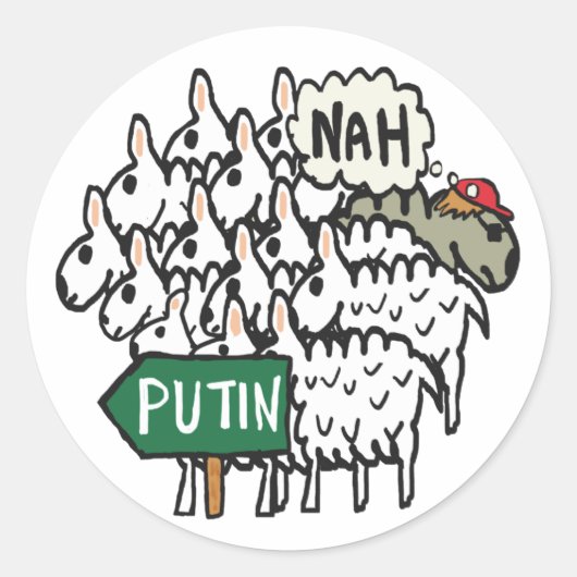 Sticker Rond Drôle anti-Poutine (Devant)