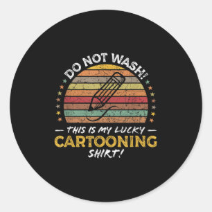 Sticker Rond Drôle artiste de dessin, dessin de dessin de dessi