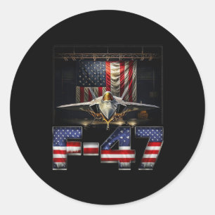 Sticker Rond Drôle avion de chasse F47 Trump