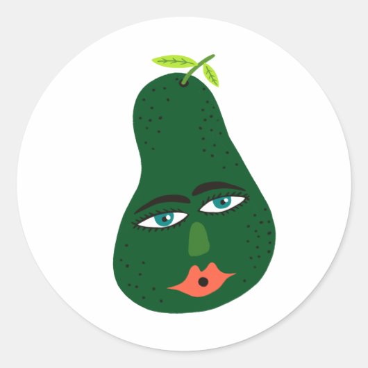 Sticker Rond Drôle Avocado Whimsical (Devant)