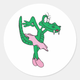 Sticker Rond drôle ballerine alligator
