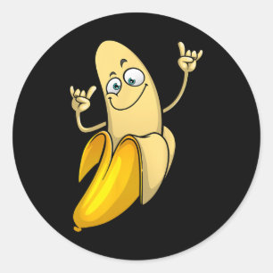 Sticker Rond Drôle Banana Designs Pour Hommes Femmes Fruit Love