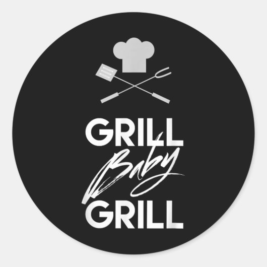 Sticker Rond Drôle Barbecue Citation Chemise Grill Bébé Grill B (Devant)