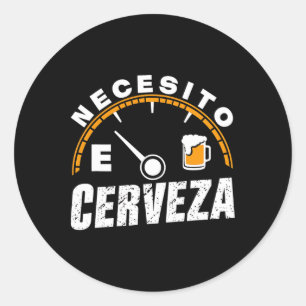 Sticker Rond Drôle Bière Mexicaine Necesito Cerveza J'Ai Besoin