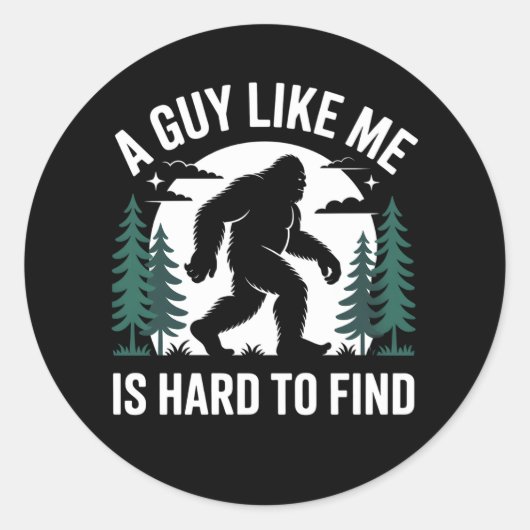 Sticker Rond Drôle Bigfoot Randonnée Sasquatch Humours Hommes (Devant)