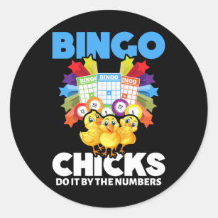 Sticker Rond Drôle Bingo Femmes Joueuses de Bingo Filles