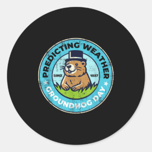 Sticker Rond Drôle Bonne Jour de la marmotte 2 février Phils Va