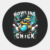 Sticker Rond Drôle Bowling Cadeaux Mignonne Ou Bowling Chick Sp (Devant)