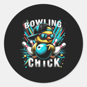 Sticker Rond Drôle Bowling Cadeaux Mignonne Ou Bowling Chick Sp