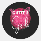 Sticker Rond Drôle Bowling Gutter Gals Nom de l'équipe Filles F (Devant)