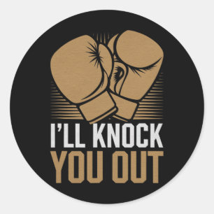 Sticker Rond Drôle Boxer Vous Frapper Les Gants De Boxe Je Saur