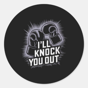 Sticker Rond Drôle Boxer Vous Frapper Les Gants De Boxe Je Saur