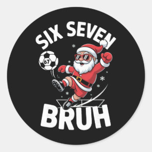 Sticker Rond Drôle Bruh Foot Santa 67 Mème Noël Xmas Pyj