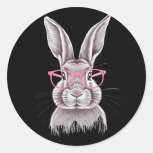 Sticker Rond Drôle Bunny mignon Cadeaux de famille Pâques