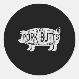 Sticker Rond Drôle Cadeau Bbq J'Aime Les Boutons De Porc Et Je