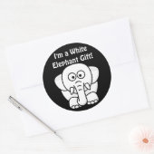 Sticker Rond Drôle cadeau de Noël : Vrai cadeau d'éléphant blan (Enveloppe)