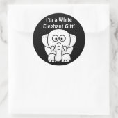 Sticker Rond Drôle cadeau de Noël : Vrai cadeau d'éléphant blan (Sac)