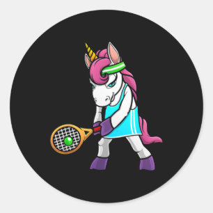 Sticker Rond Drôle cadeau de tennis pour filles femmes Unicorn