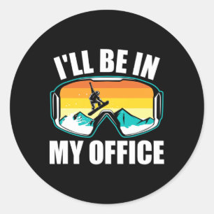 Sticker Rond Drôle cadeau Snowboard pour Snowboarder Winter Spo