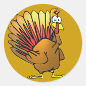 Sticker Rond Drôle Caricature Thanksgiving Turquie (Devant)