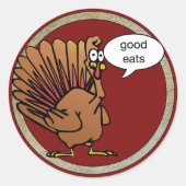Sticker Rond Drôle Caricature Thanksgiving Turquie (Devant)
