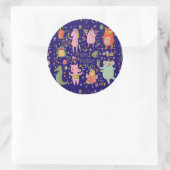 Sticker Rond Drôle Cartoon Animaux Chanter Joyeux Anniversaire (Sac)