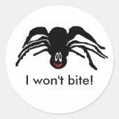 Sticker Rond Drôle Cartoon Black Spider Halloween Black Widow (Devant)