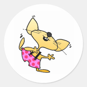 Sticker Rond Drôle Cartoon Rats Danse