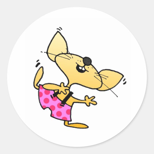 Sticker Rond Drôle Cartoon Rats Danse (Devant)