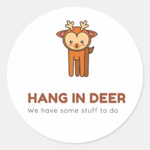 Sticker Rond Drôle Cerf Blanc