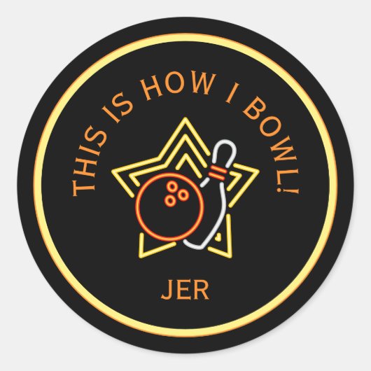 Sticker Rond Drôle C'est Comme Ça Que Je Joue Au Bowling Rétro (Devant)