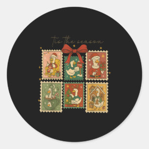 Sticker Rond Drôle C'Est La Saison Silly Goose Timps De Noël