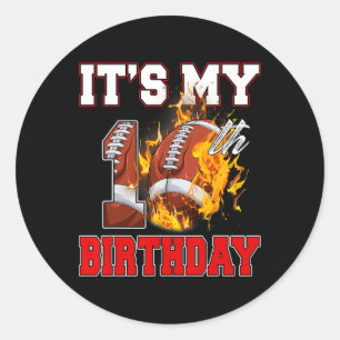Sticker Rond Drôle C'est mon 10e anniversaire 10 ans de footbal