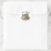 Sticker Rond Drôle Chat en forme de Sushi Roll (Sac)