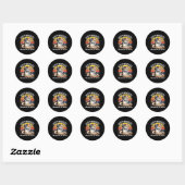 Sticker Rond Drôle Chat Kneading Dough Retro Kitty Biscuits Des (Feuille)