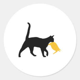 Sticker Rond Drôle Chat Lady Pour Kamala Harris Chat Tenant Tru