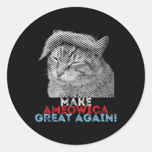 Sticker Rond Drôle Chat Trump Faire Ameowica Grande Encore