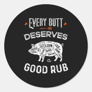 Sticker Rond Drôle Chef Barbecue Chaque Bouton Mérite Un Beau B