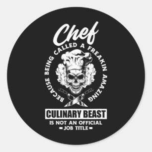 Sticker Rond Drôle Chef Cuisine Extraordinaire Bête Chef Cuisin